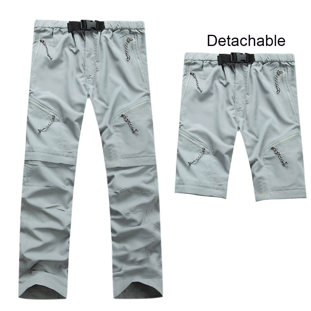 Nieuw Outdoor Sport sneldrogende Broek Mannen Vrouwen Wandelen Broek Lange Korte Broek Afneembare: L / Light grey