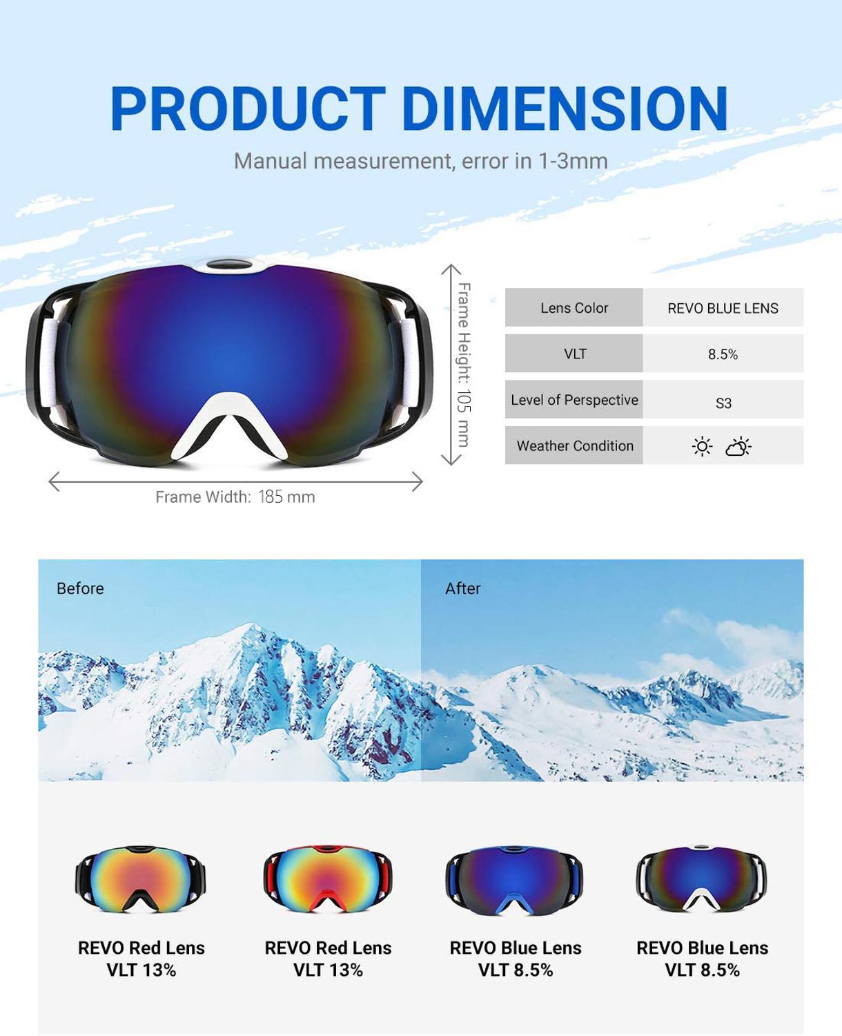 Lente dupla óculos de esqui anti-nevoeiro uv400 para esportes ao ar livre óculos de esqui neve snowboard óculos de proteção homem mulher