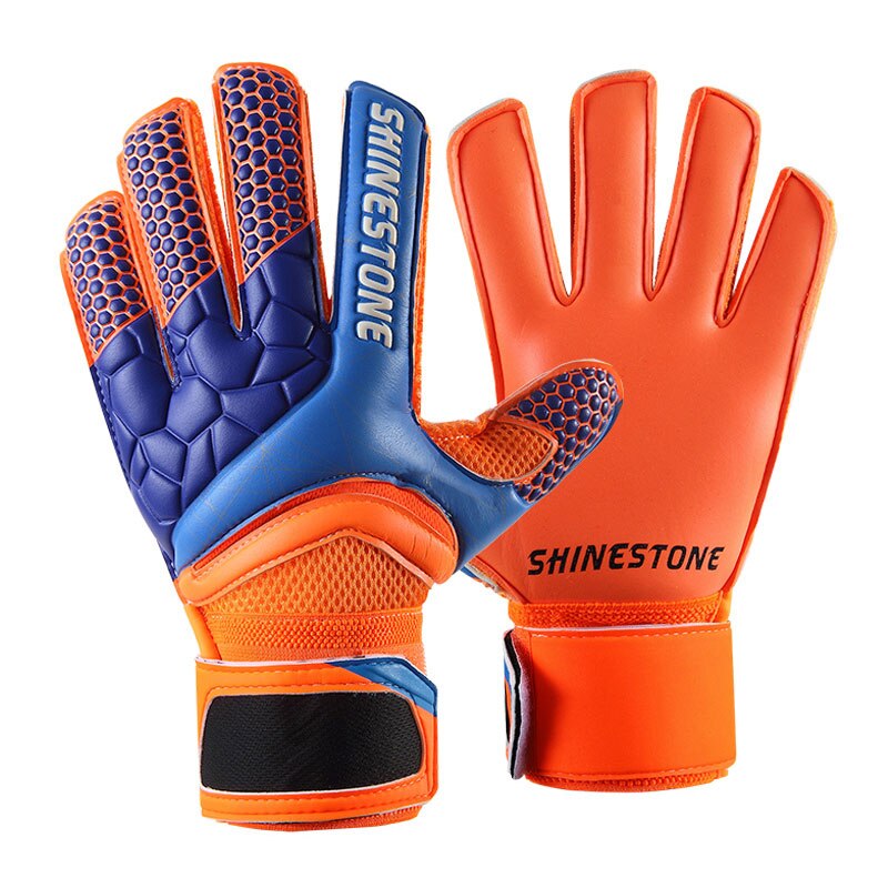 Shinestone Kids rozmiar dla dorosłych piłkarskie rękawice bramkarskie profesjonalne grube lateksowe rękawice bramkarskie piłkarskie z osłona palca: 915 Orange / Kids Size 6