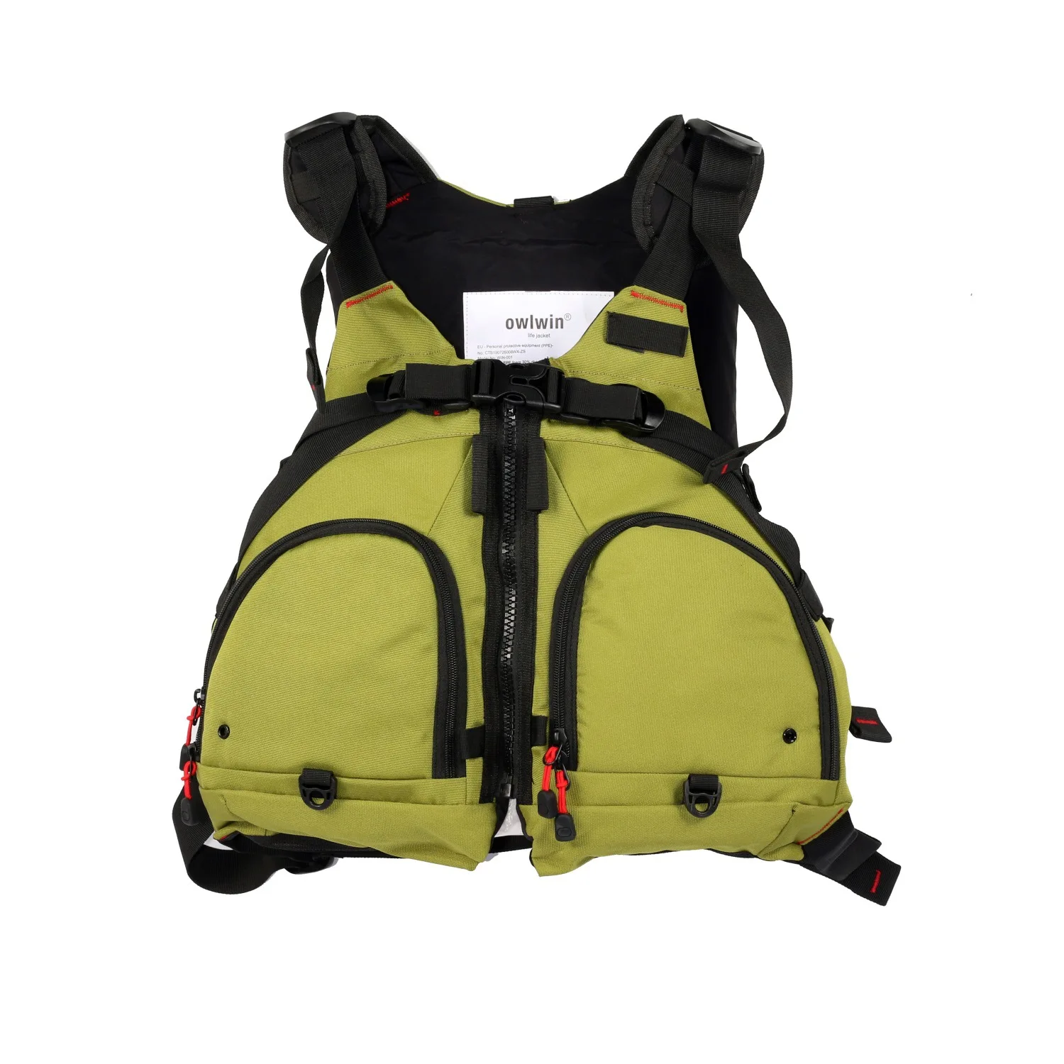 Chaleco de pesca para Kayak, salvavidas ligero y ajustable con silbato, malla transpirable, múltiples bolsillos: Green-round pocket