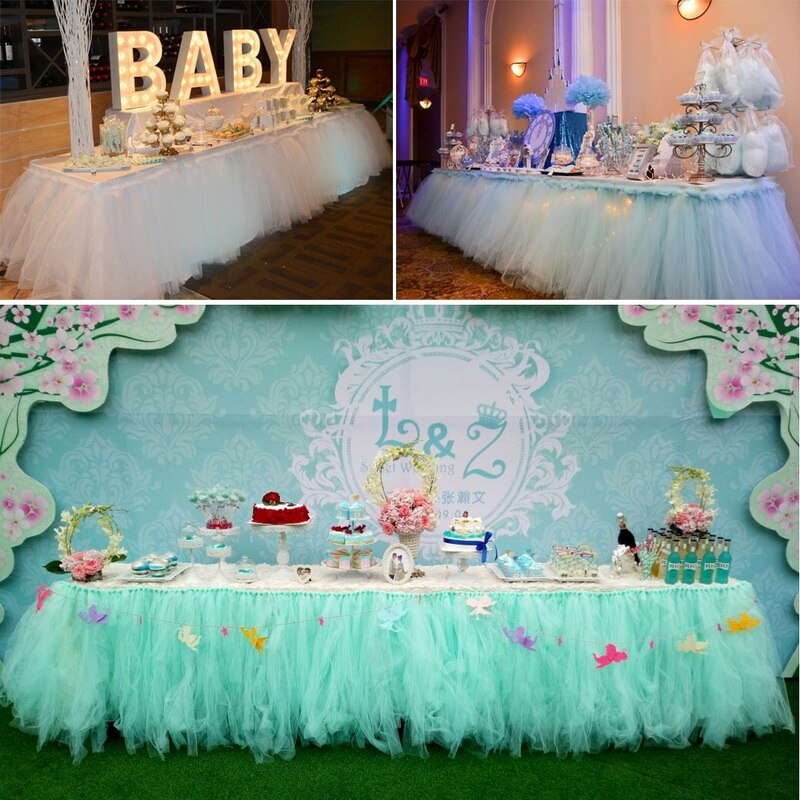 Falda de mesa de tul DIY para decoración de cumpleaños, tutú para boda, recuerdo de Baby Shower, , textil para el hogar, 1 Uds.
