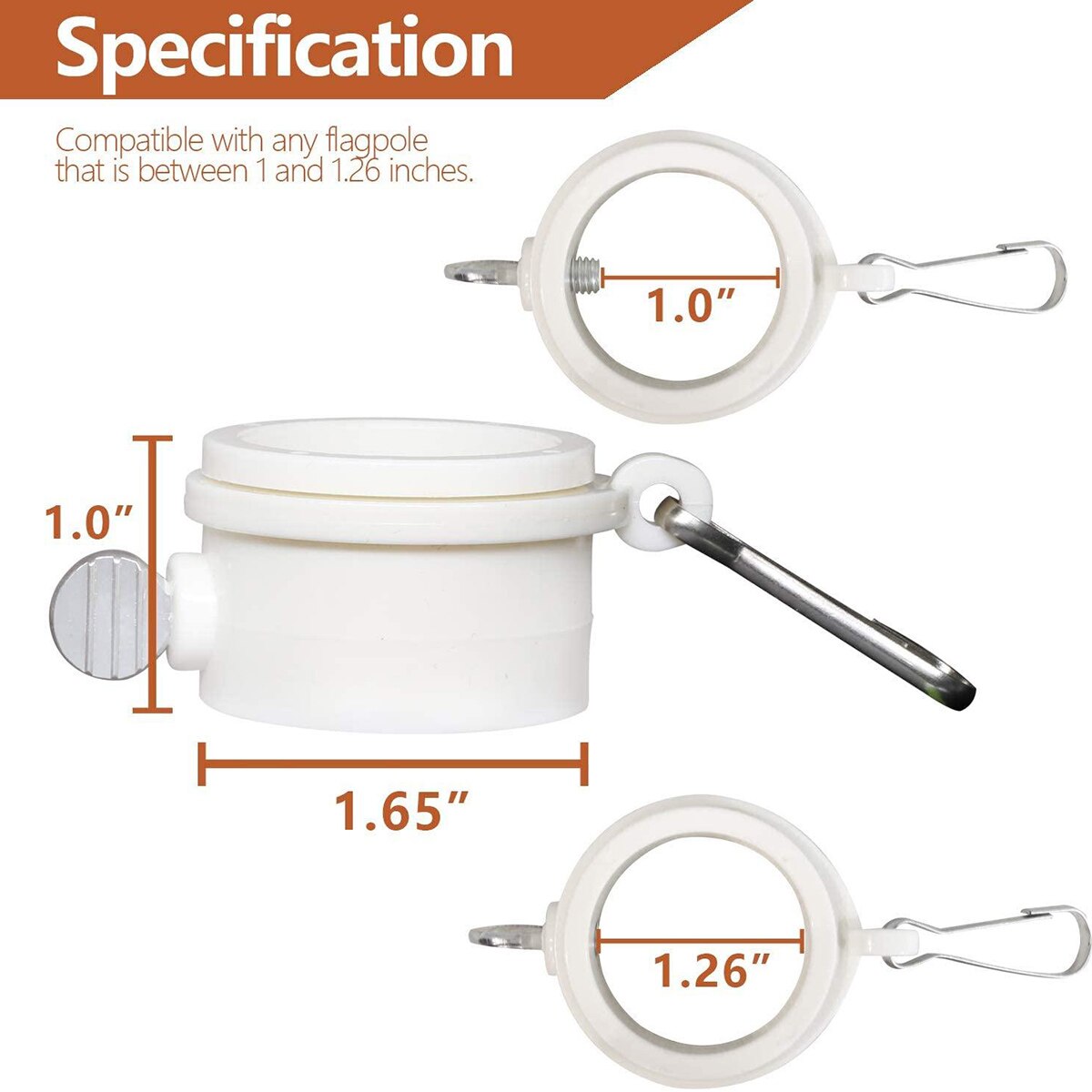 2Pcs Flagpole Ring Rotating Clips 1" Dia Flag Pole Mounting Home Clamp Part