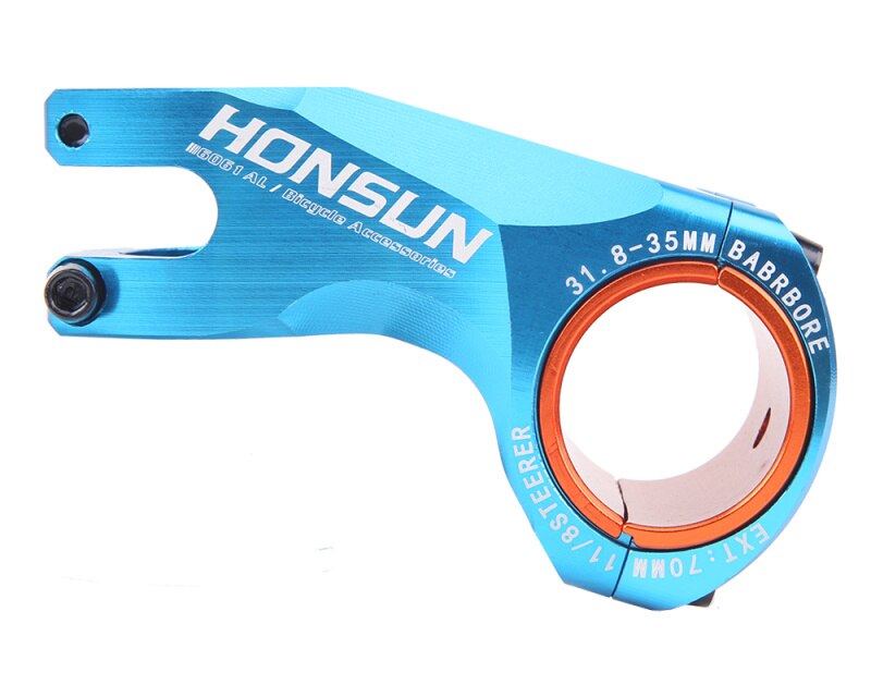 Mostek rowerowy 31.8-35mm 70mm HONSUN CNC ultra lekki wioślarz górski droga mostek rowerowy 17 stopni Aolly XC kierownica MTB macierzystych akcesoria rowerowe Bicycl: Blau