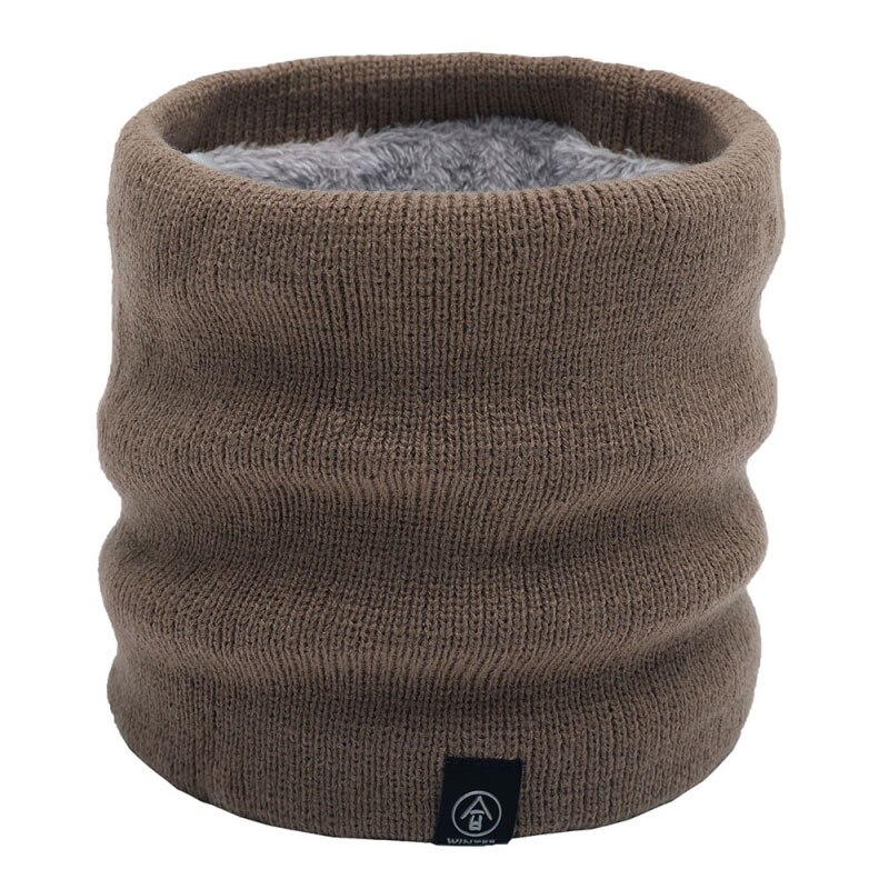 Vinter dubbellager stickad halsvärmare vindtät enfärgad supermjuk wild loop halsduk unisex vinter män kvinnor plysch halsduk krage: Kaki