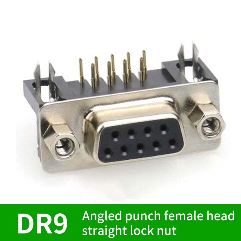 Gold plated solid needle DR9 needle welded plate connector RS232/DB9 serial port curved needle 90 degree connector: D