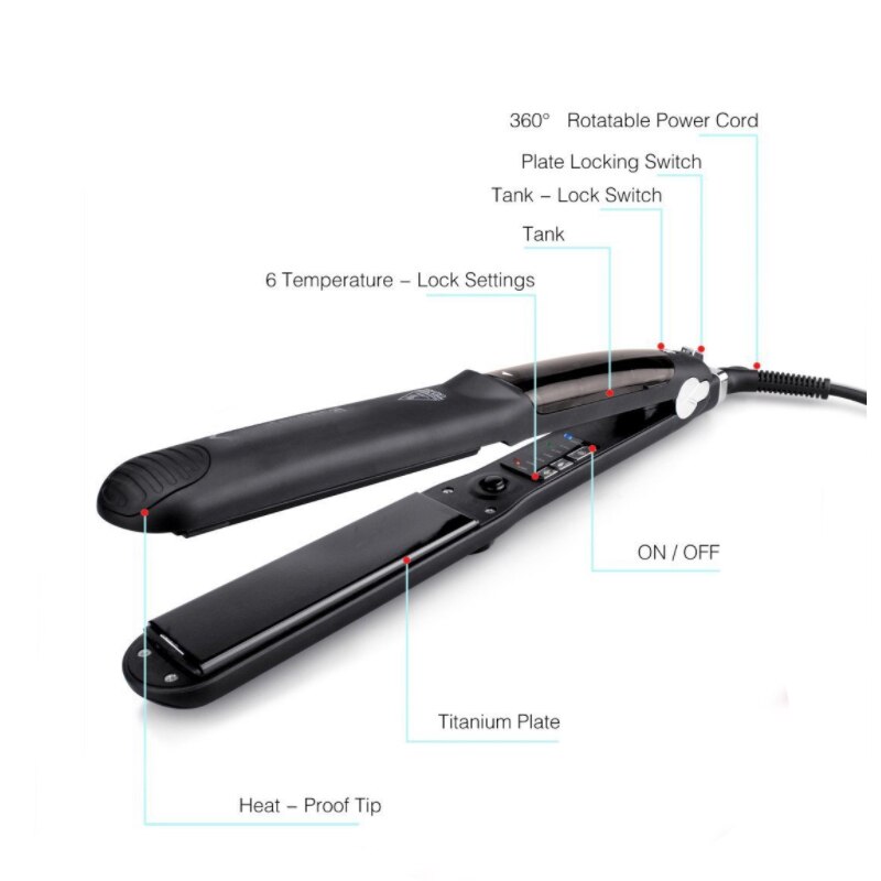 Steam Hair Straightener Flat Iron Ceramic Tourmaline Hair Straightening Iron Argan Oil Hair Iron Salon Styling Tool