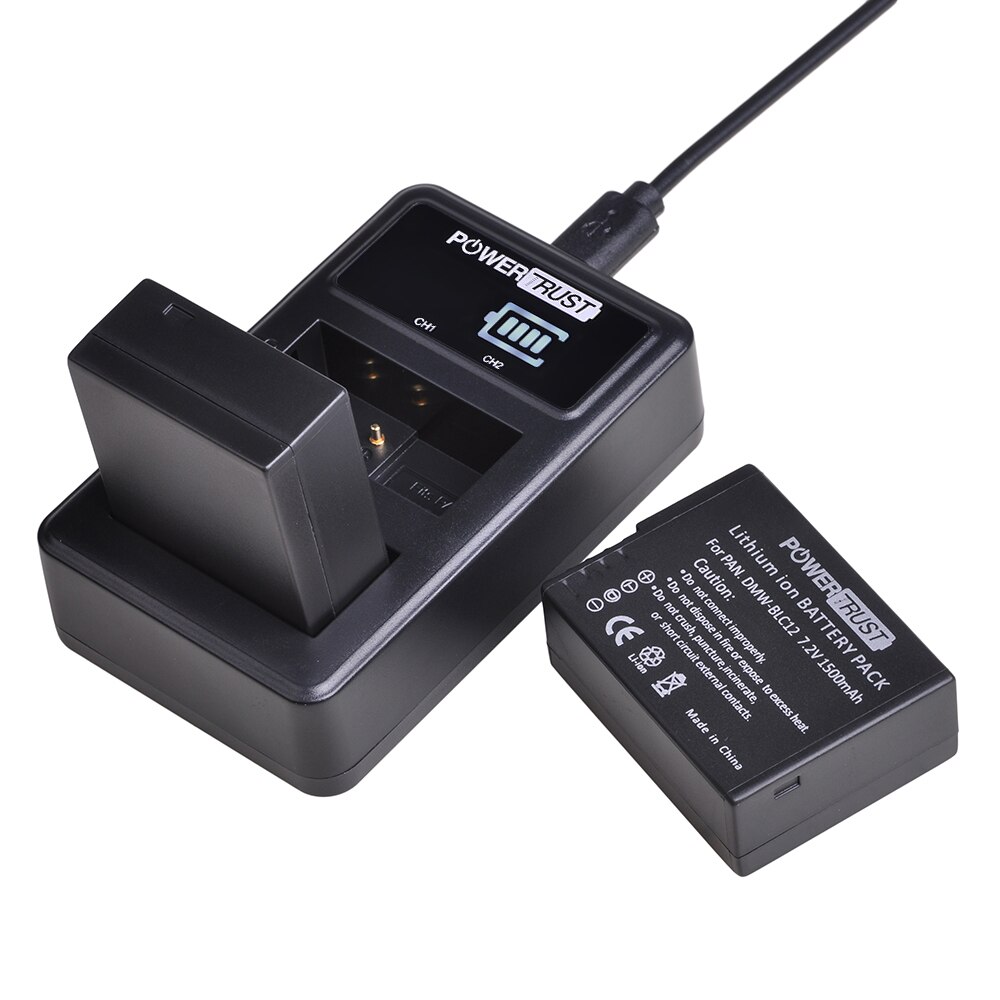 DMW-BLC12 DMW-BLC12E DMW-BLC12PP Battery and LED Charger for Panasonic Lumix DMC-G85 DMC-FZ200 DMC-FZ1000 DMC-G5 DMC-G6 G7 GH2