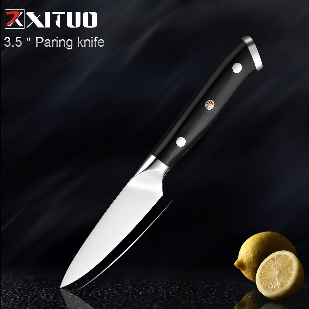 Xituo premium kjøkkenkniv sett høyytelses skarpt blad tysk stål kokkekniv verktøy santoku kniv hjemmelaget matlagingsverktøy: Fruktkniv