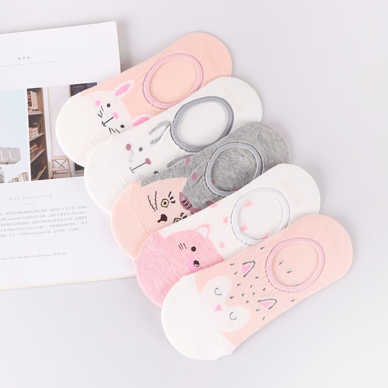 Colourful Kawaii Cat Rabbit Boat Socks Women Ins Cartoon Cute Sweet Socks Slippers Novelty Funny Couple Pink Socks Pop Socket: 10