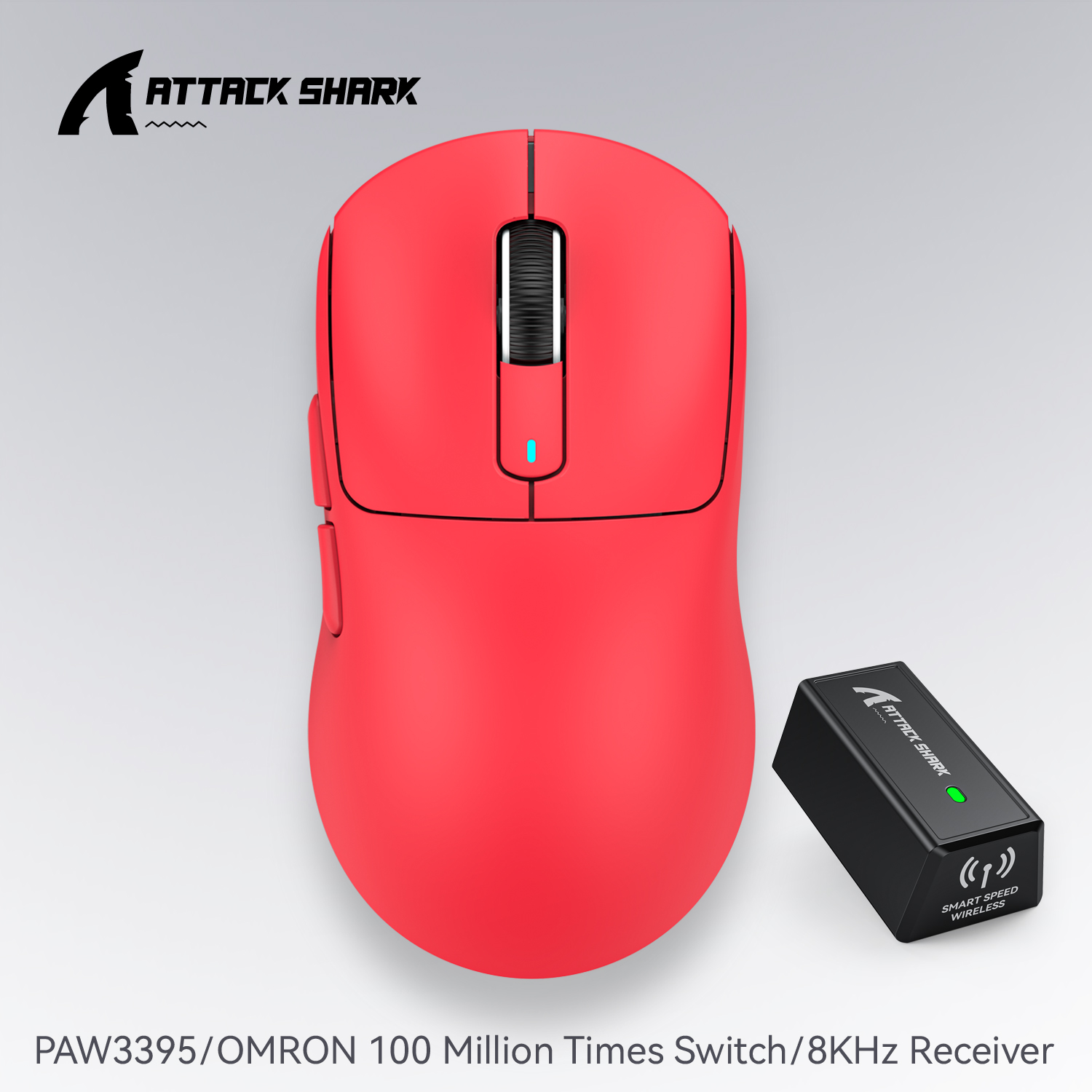 Bezprzewodowa mysz Attack Shark X3pro X3, mysz do gier makro, lekka mysz, PixArt PAW3395 650IPS 26000 dpi, mysz do padu/pc/mac: green