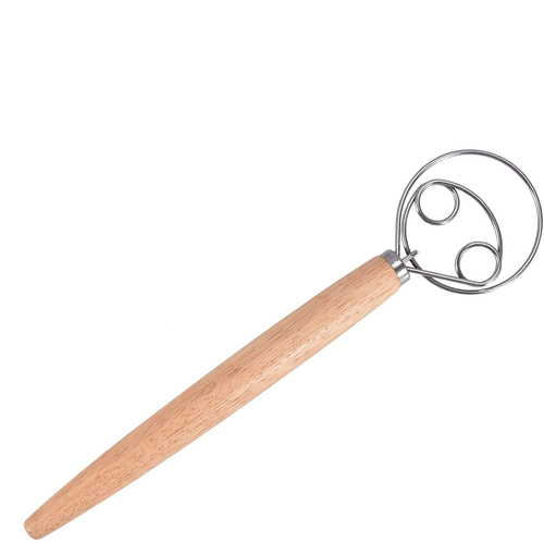 Fouet à pâte danois en acier inoxydable, style néerlandais, jxPâte à main, centre commercial, manche en bois, outils de cuisson de cuisine, mélangeur de pâte de façon spectaculaire: Default Title