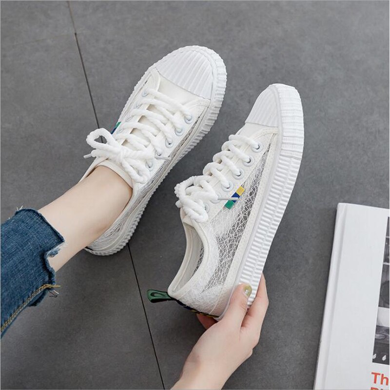 summer breathable canvas shoes women's hollow Paragraph letter flat shoes Women's shoes wild sneakers women