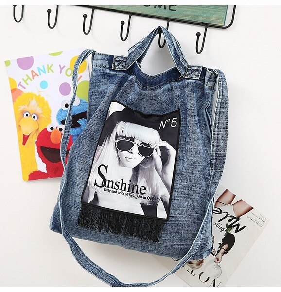 Vrouwen Handtassen Messenger Canvas Tas Modieuze Denim Jean Art Shopping Schouder Messenger Blues Crossbody Tas bolsaszakken: 07