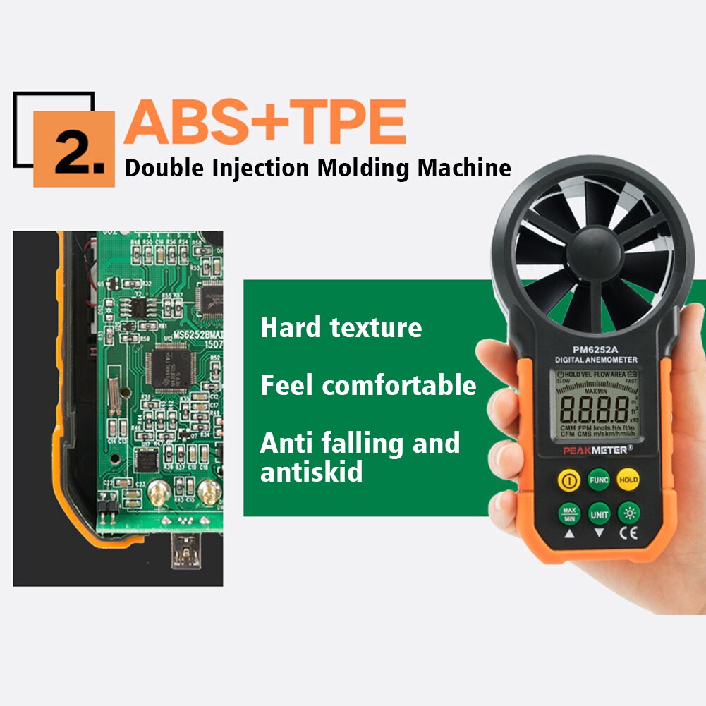 Windsurfing Battery Operated Sailing LCD Display Outdoor Air Volume Measuring Digital Anemometer Camping Portable Handheld