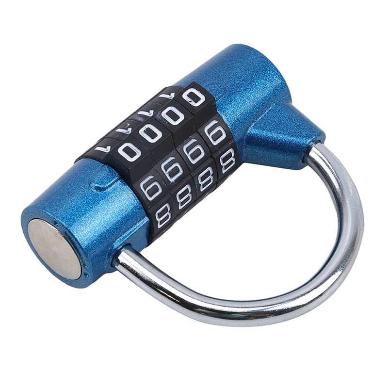 Heavy Duty 4 Dial Digit Combination Lock Weatherproof Security Padlock Outdoor Gym Safety Code Lock Black: blue