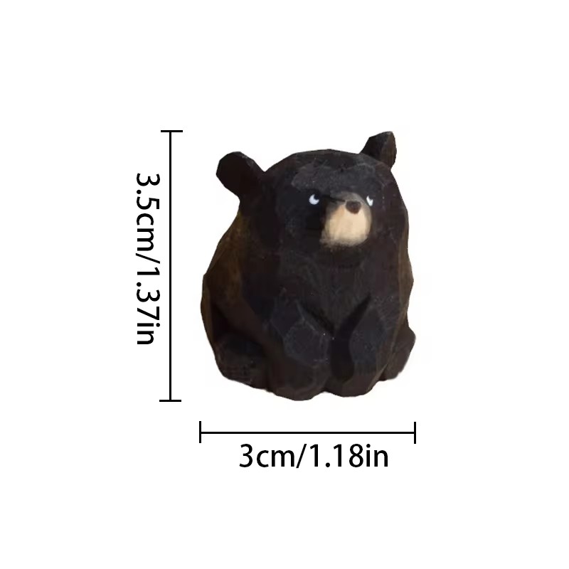 Wooden Bear Miniature Polar Bear Crafts Ornaments Cute Mini Solid Wood Carved Bear Figurines Tabel Decorate Kids