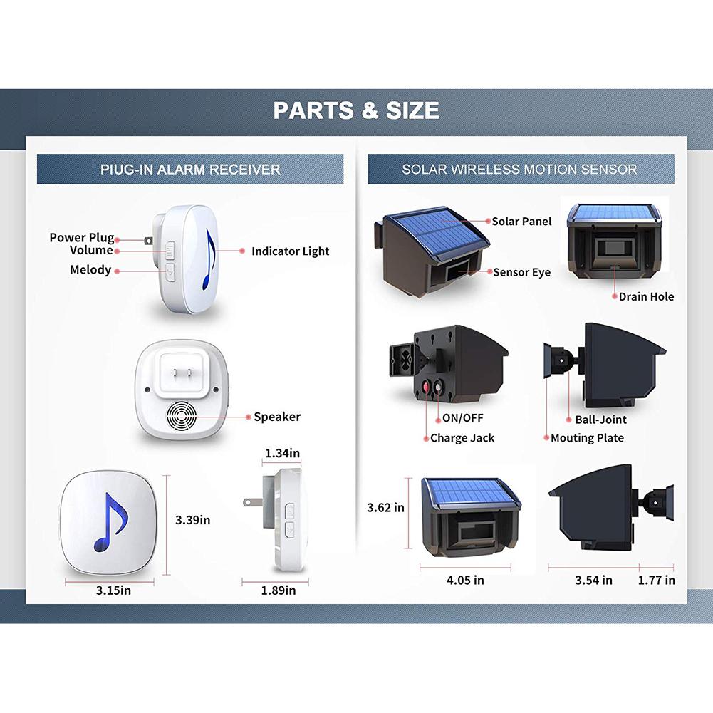 Solar Outdoor Wireless Alarm System Outdoor Weatherproof Motion Sensor Security Alert System Infrared Alarm Detector