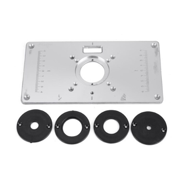 235x120x 8mm Durable Aluminum Router Table Insert Plate w/ 4 Rings For Woodworking Benches Router Table Plate
