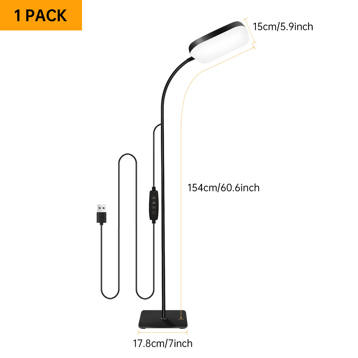 18w gulvlamper med touch-kontrol justerbar lysstyrke 360 ° svanehals led-gulvlamper øjenvenlig gulvlampe til stuen: Default Title