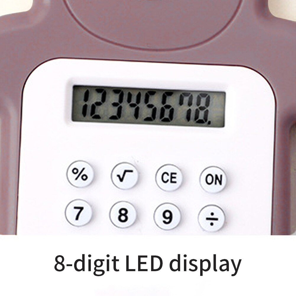Portable Digital Display School Cartoon Student 8 Digit Mini Calculator Soft Button Battery Powered Cute Bear Stationery