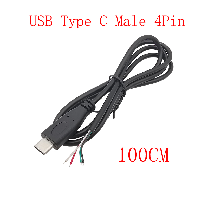 Cable de fuente de alimentación USB tipo C, adaptador de conector de enchufe macho y hembra de 2/4 pines para Cables de carga de datos, reparación de Cables DIY: Blanco / Bajo 5 Unids