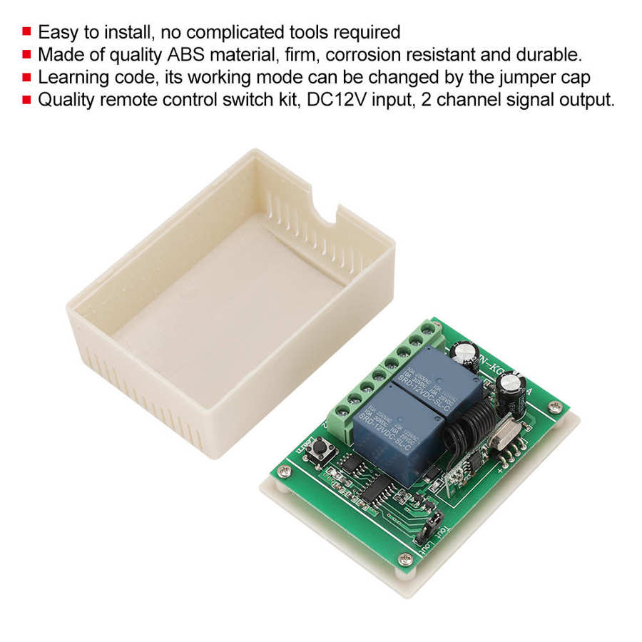 Récepteur de commutateur de télécommande DC 12V 2 canaux avec 2 émetteurs + 1 récepteur