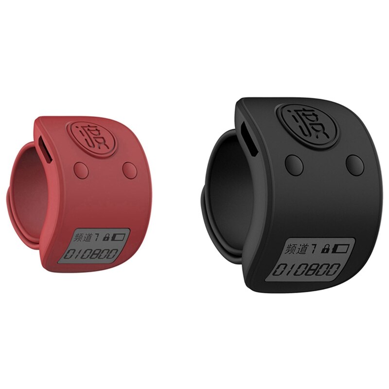 2 stück mini-digital-lcd-fingerring-handzähler, 6- stellig, wiederaufladbar, mit klickfunktion – rot & schwarz