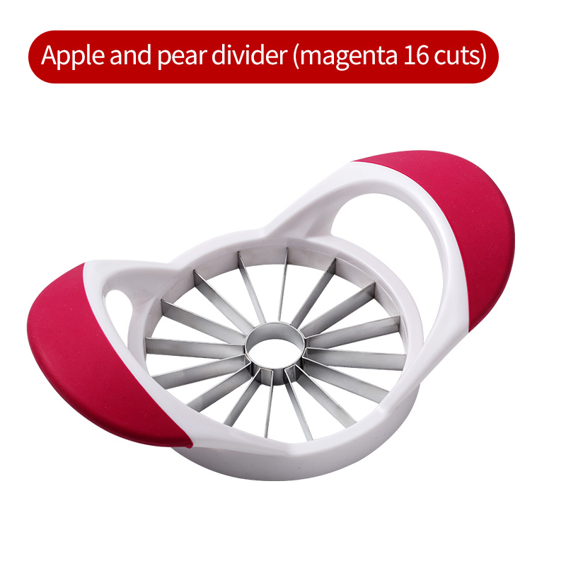 16 Bladen Roestvrijstalen Appelsnijder Snijmachine Abs Anti-Slip Handvat Fruitsnijder: Rood