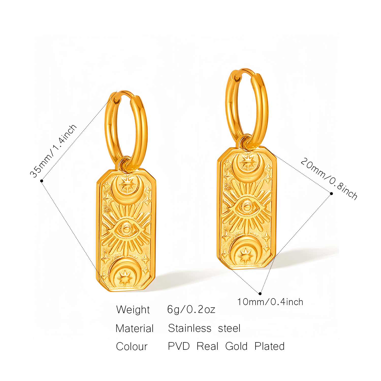 UHBINYCA Devil's Eye Pendant Earrings for Women, Stainless Steel Gold Plated Anti Rust Jewelry