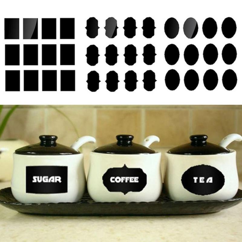 Étiquettes autocollantes imperméables pour bouteille | 36 pièces, étiquettes pour bocaux de cuisine maison, étiquette tableau noir, fournitures de cuisine pour planche scolaire et de bureau