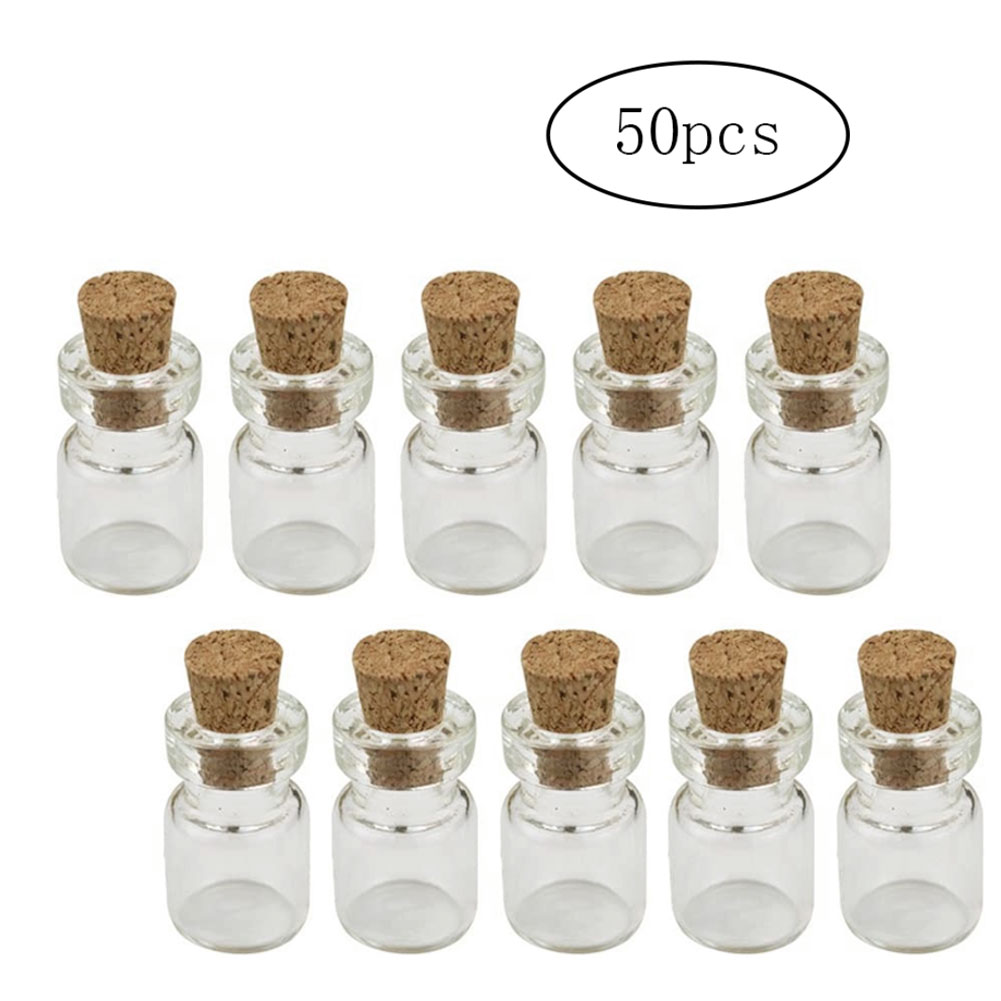 50 Stuks 0.5Ml Mini Glazen Flessen Delicate Kurk Wens Flessen Diy Miniatuur Flessen Favor Leuke Kleine Glazen Potten