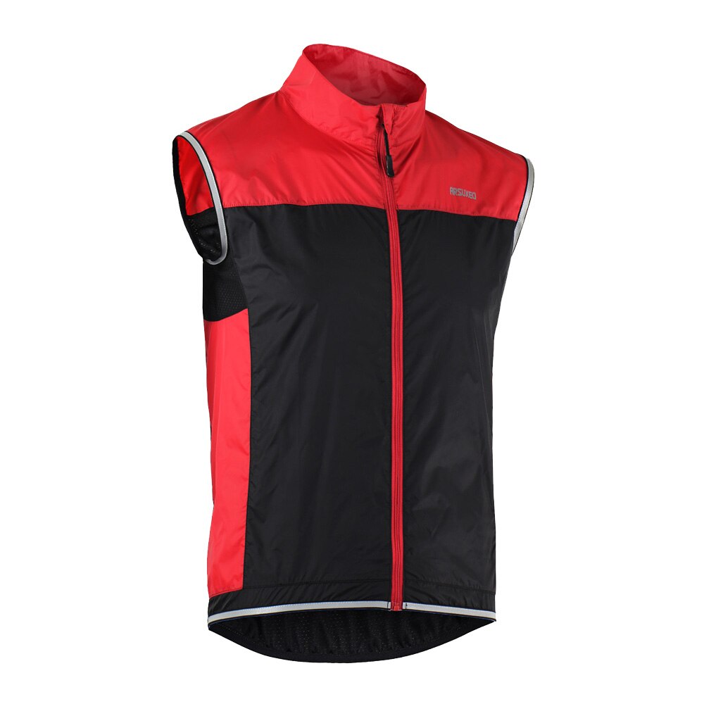 Arsuxeo sykkeljakke for menn vindtett varm sykkelvest ermeløs mtb sykkel sykkeljakke vest polyester sykkelvest: Rød / M