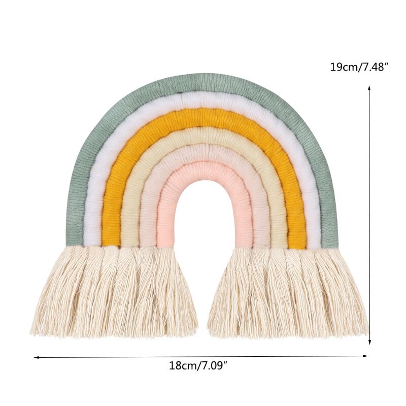 4 lager macrame regnbåge väggdekor för sovrum barnkammare baby barn rum färgglada gobeläng rep vävd tofs vägghängande leksaker: 52- s