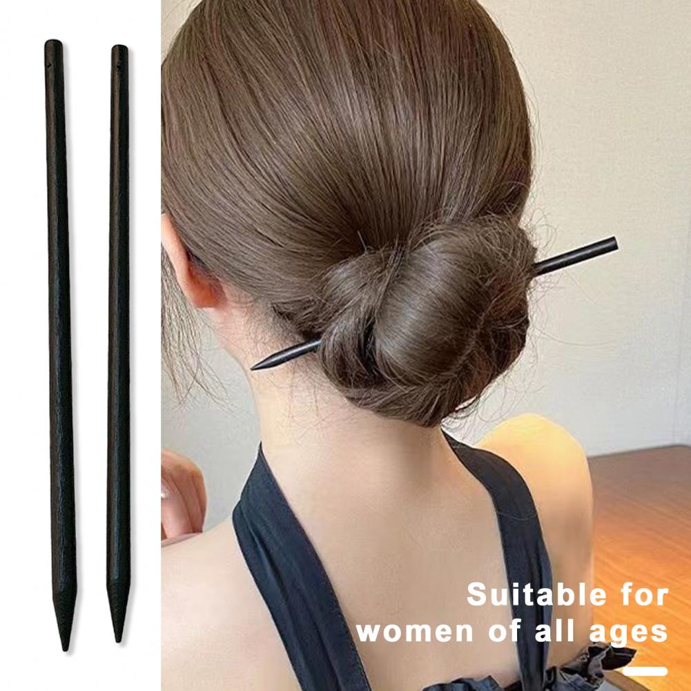 Lange Haarknoten-Clips, Haarnadel für dickes Haar, eleganter chinesischer Stil, schwarzes Holz-Haarstab-Set für Frauen, traditionell für lange