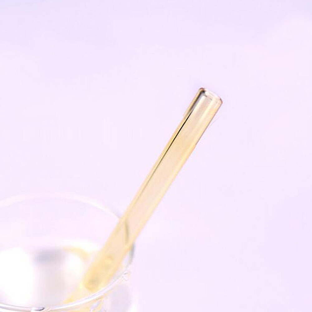 Reusable Glass Straws Colorful Clear Drinking Straws Wedding Birthday Party Drinking Straw Straight Bent Shape Portable Straws: Light Yellow