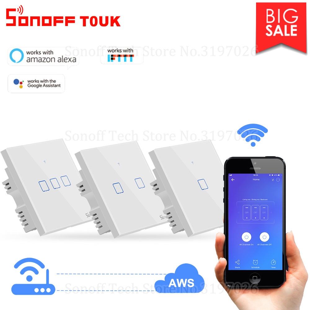 Itead Sonoff Touch T0UK 86 1/2/3 Gang Tx Serie Muur Touch Wifi Switch Smart Home Switch Voice Controlled door Alexa Google Thuis