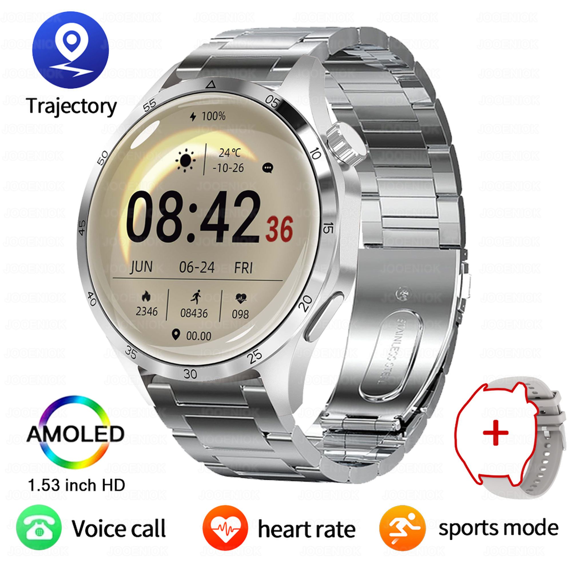 Orologio intelligente militare da uomo regalo display AMOLED messaggio push cardiofrequenzimetro salute sport all'aria aperta impermeabile chiamata BT Smartwatch: YELLOW