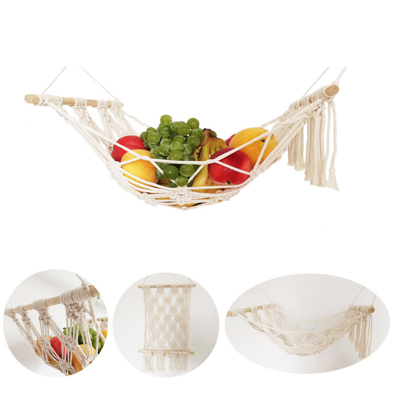 Hamac à fruits, gain de place, légumes, banane, porte-fruits, filet avec crochet pour suspendre le panier pour armoire, décor de cuisine nordique Boho