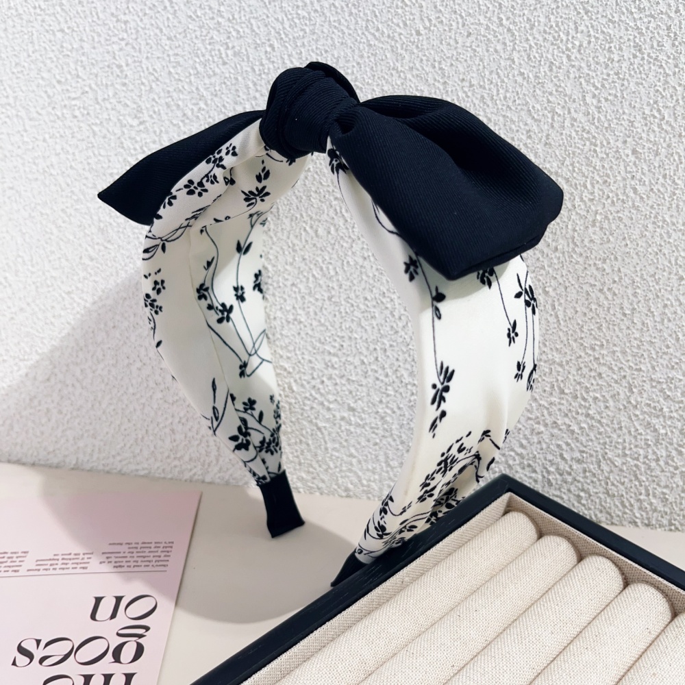 Diademas elegantes florales en blanco y negro para mujeres y niñas, aros para el cabello suaves con borde ancho, diadema cruzada con lazo grande, herramienta de Peinado,: Lavanda