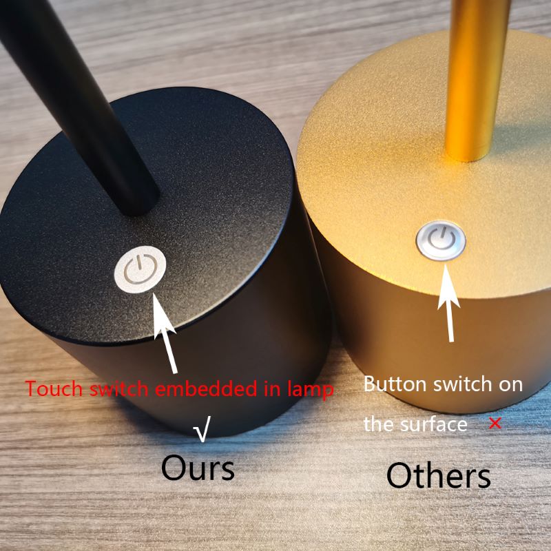 Lampada da tavolo senza fili moderna a portato dimmerabile in alluminio per ristorante con batteria ricaricabile Usb 5200ma per sala da pranzo sbarra Ktv dell'Hotel