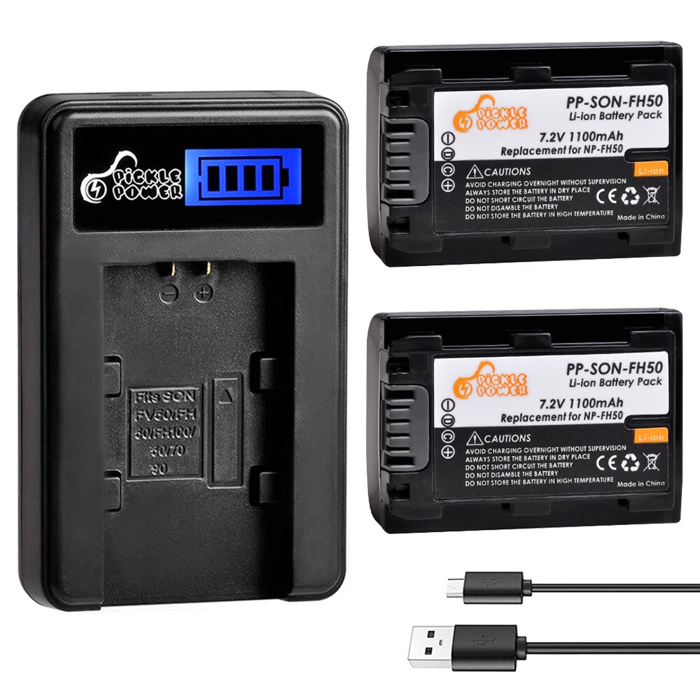 2Pcs NP-FH50 NP-FH30 Batterij En Lader Voor Sony HX1 HX100 HX200 A230 A290 A330 A390 CX100E CX500E CX520E HC9E SR11E Sr TG3 TG5 TG7: Charger and 2Battery