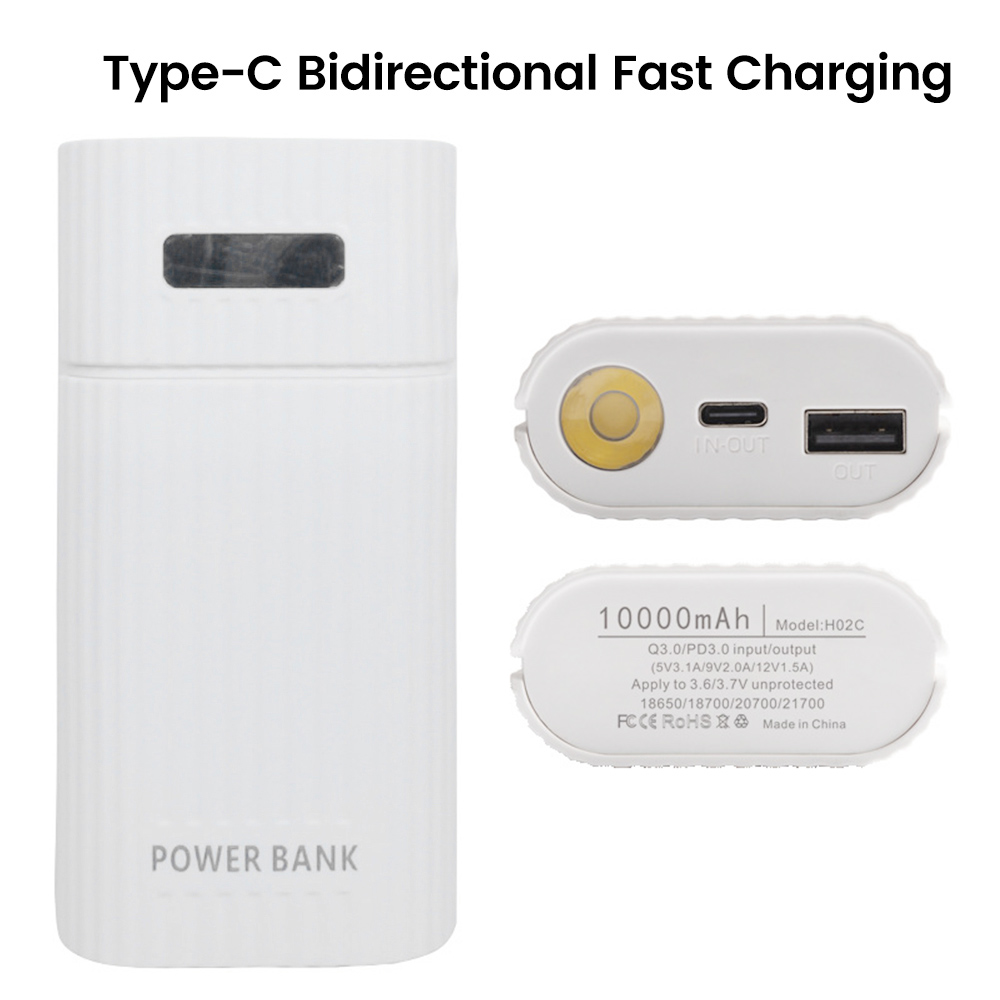 18650/18700/20700/21700 Battery Charger Adapter DIY Power Bank for iPhone PD Charging Power Bank Case Box with LED Flashlight: Lake Blue