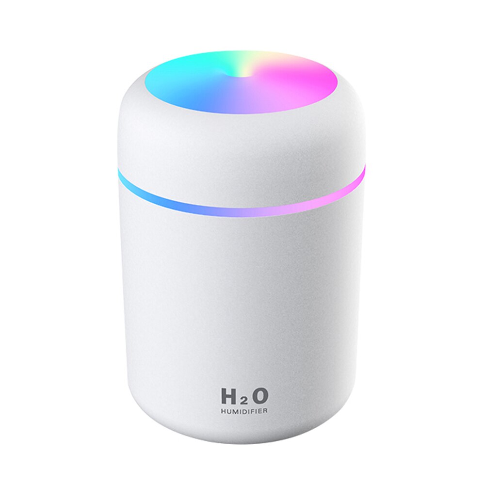 300ml Air Humidifier Colorful Cup Ultrasonic Cool Mist Mini Humidificador With LED Light Car Aromatherapy Aroma Diffuser: LED WHITE