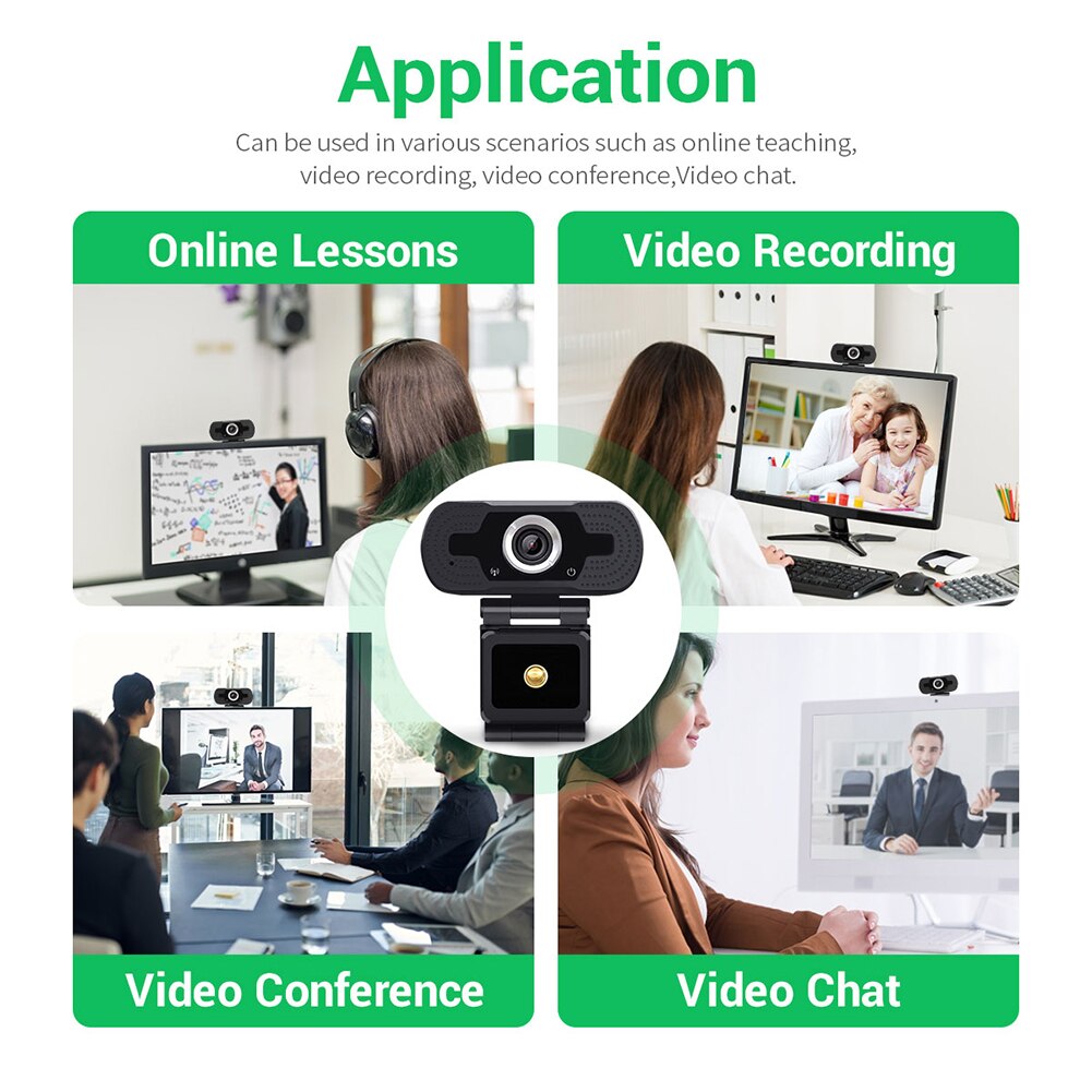 1080P HD Webcam USB Plug and Play Web Camera with Built-in Microphone Widescreen Webcam for Windows / Android / Linux system