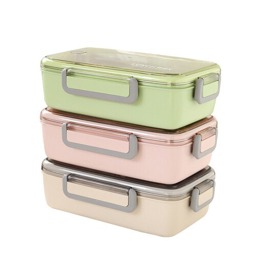 Portable Healthy Material Lunch Box Independent Lattice For Kids Bento Box Microwave Dinnerware Food Storage Container Foodbox: 3PCS stainless steel