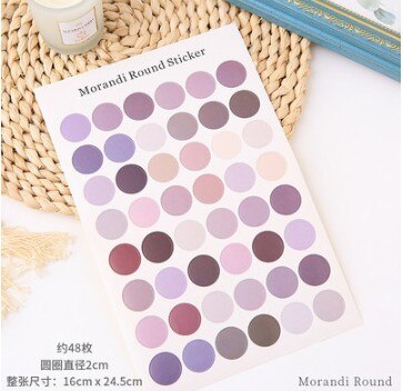 48 stuks/vel schattige kleurrijke hartstickers kawaii ronde decoratieve stickers diy dagboekstickers dagboek scrapbooking label briefpapier: 2c