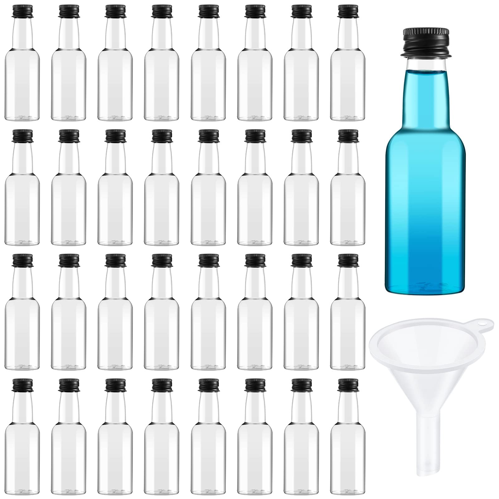 50pcs Mini Liquor Bottles, Plastic Alcohol Bottles Airtight Shot Bottles Little Spirit Bottle 25ml/0.85oz 1.7oz/50ml: Deep Sapphire / 250ml