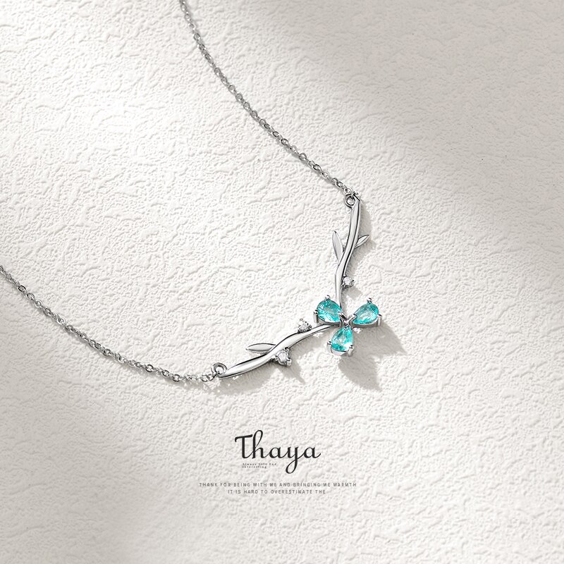 Thaya Blauw Bloemblaadje Fawn Ketting 925 Zilveren Choker Ketting Voor Vrouwen Bruiloft Sieraden