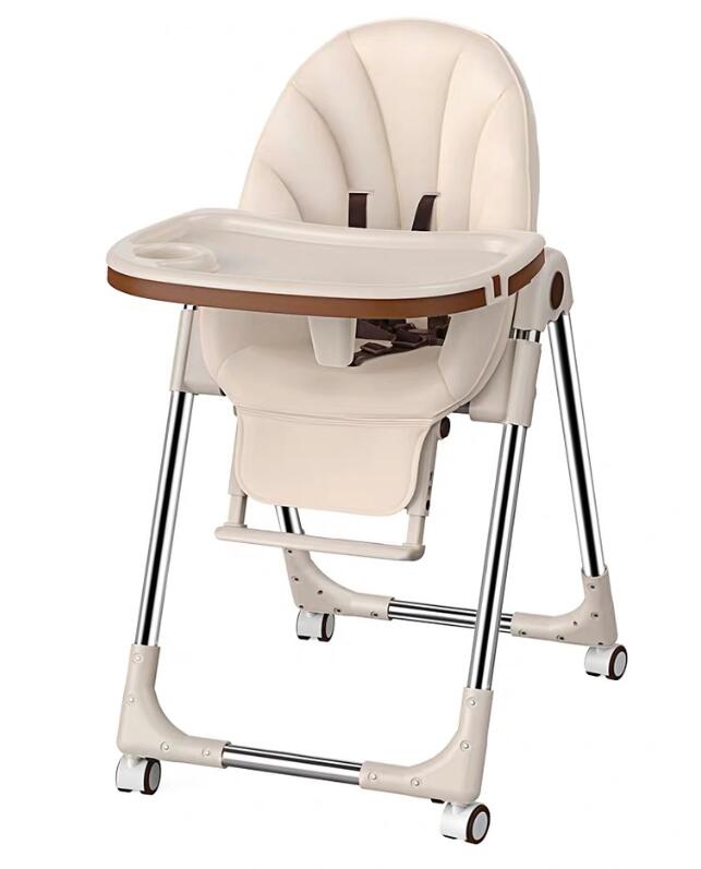 baby seat chair folding multi-purpose portable baby chair children's dining table chair: Beige