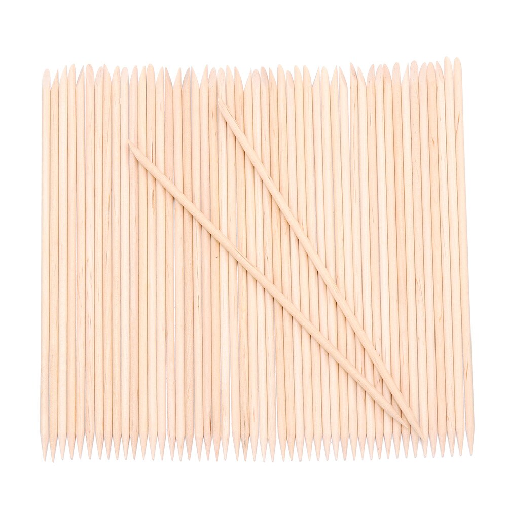 10/30/50/100 pièces bois bâton cuticule dissolvant Orange double extrémité Nail Art conceptions pour manucure pédicure cuticule poussoir ongles outils: L-50pcs
